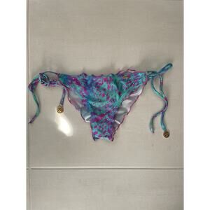 Luli Fama Bikini Bottom Brazilian Ruched Back Print Beach Swimwear